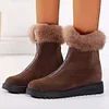 Women's Zipper Mid-Calf Boots Nubuck Wedge Heel Boots