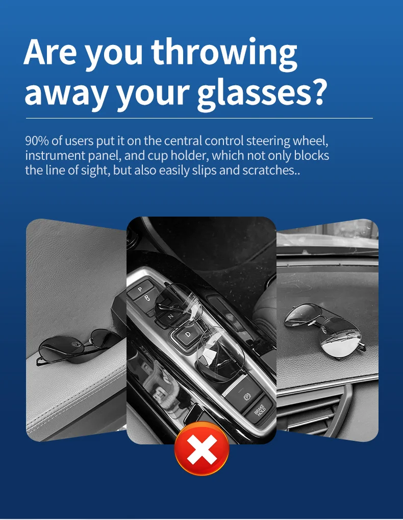 Car multifunctional double clip sun visor glasses clip card