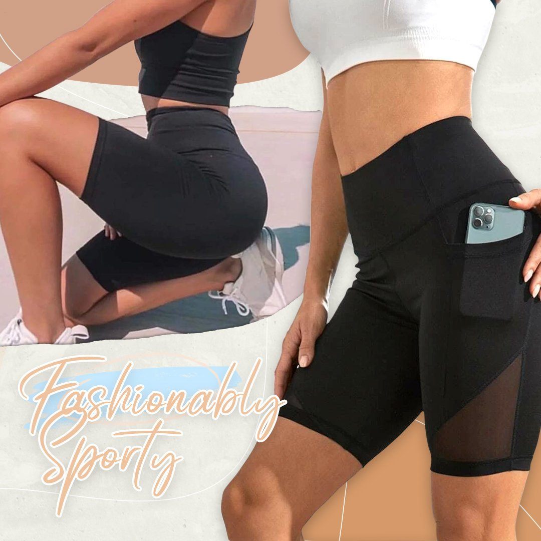  thdmladies Side Pocket High Waist Yoga Shorts thedmladies