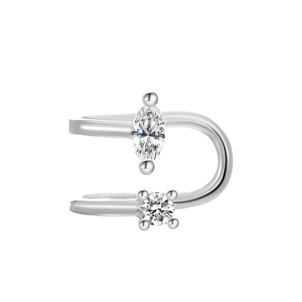 Ear Bone Clip Zirconia Gold-Plated Earrings
