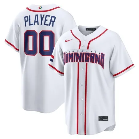 Youth Dominican Republic Baseball Custom White 2026 World Baseball Classic Home Jersey