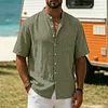 Men's Vacation Surfing Linen Stand-Collar Shirt by Inlyline