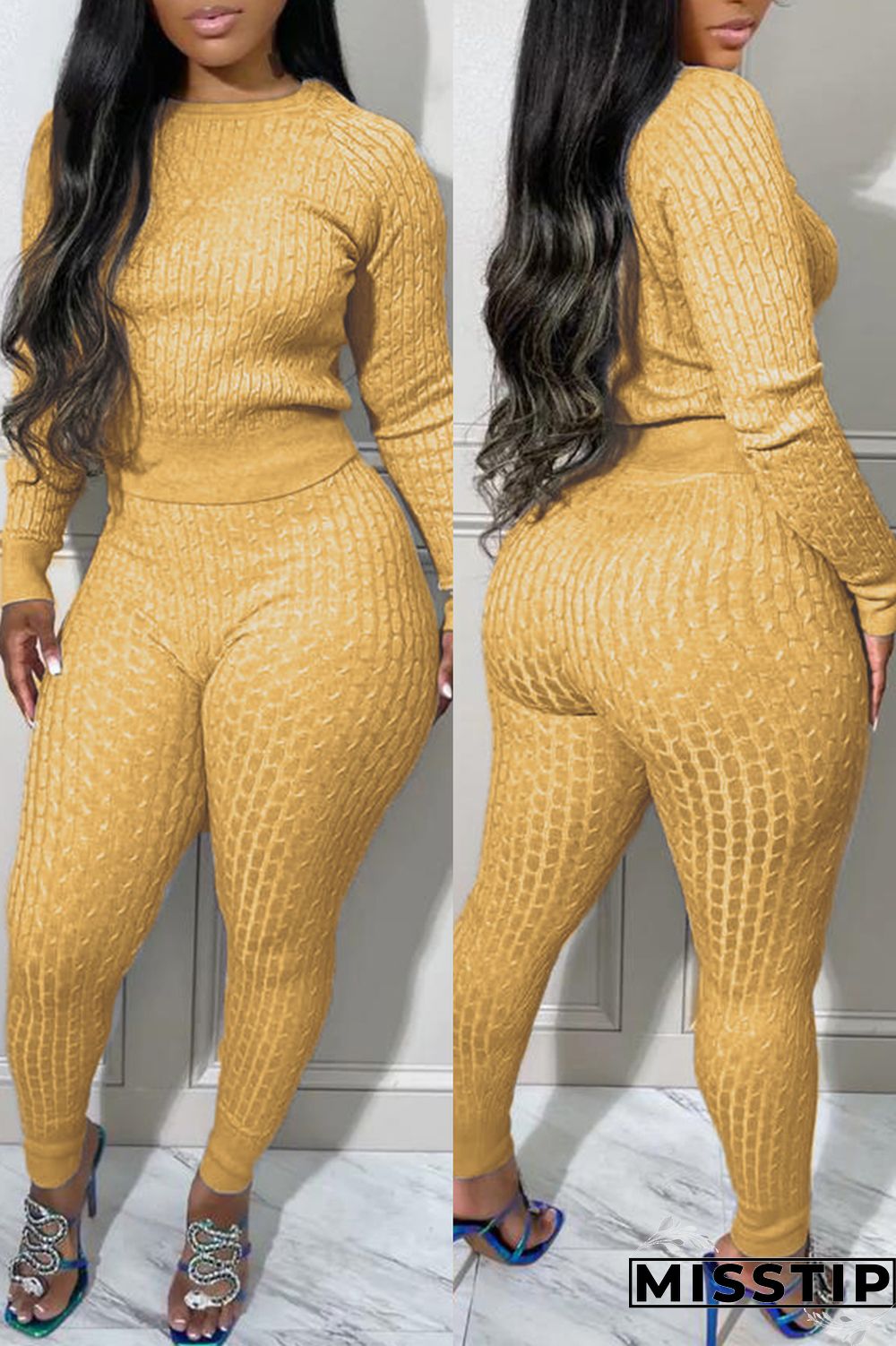 Rose Red Fashion Casual Solid Patchwork O Neck Long Sleeve Two Pieces