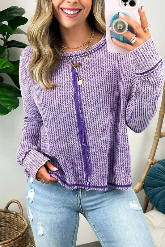 Women's Casual Waffle Long Sleeve Top