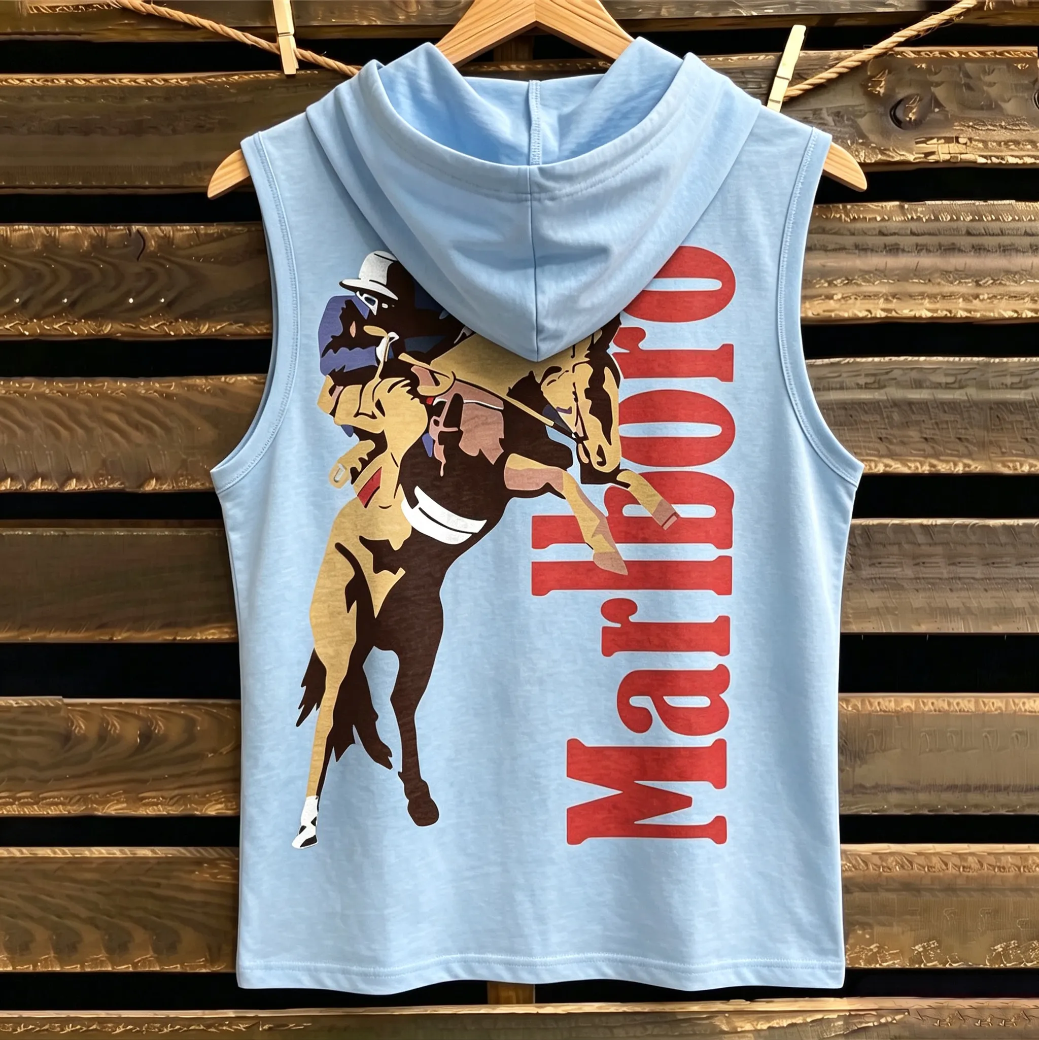 Cowboy Graphic Print Hooded Tank Top