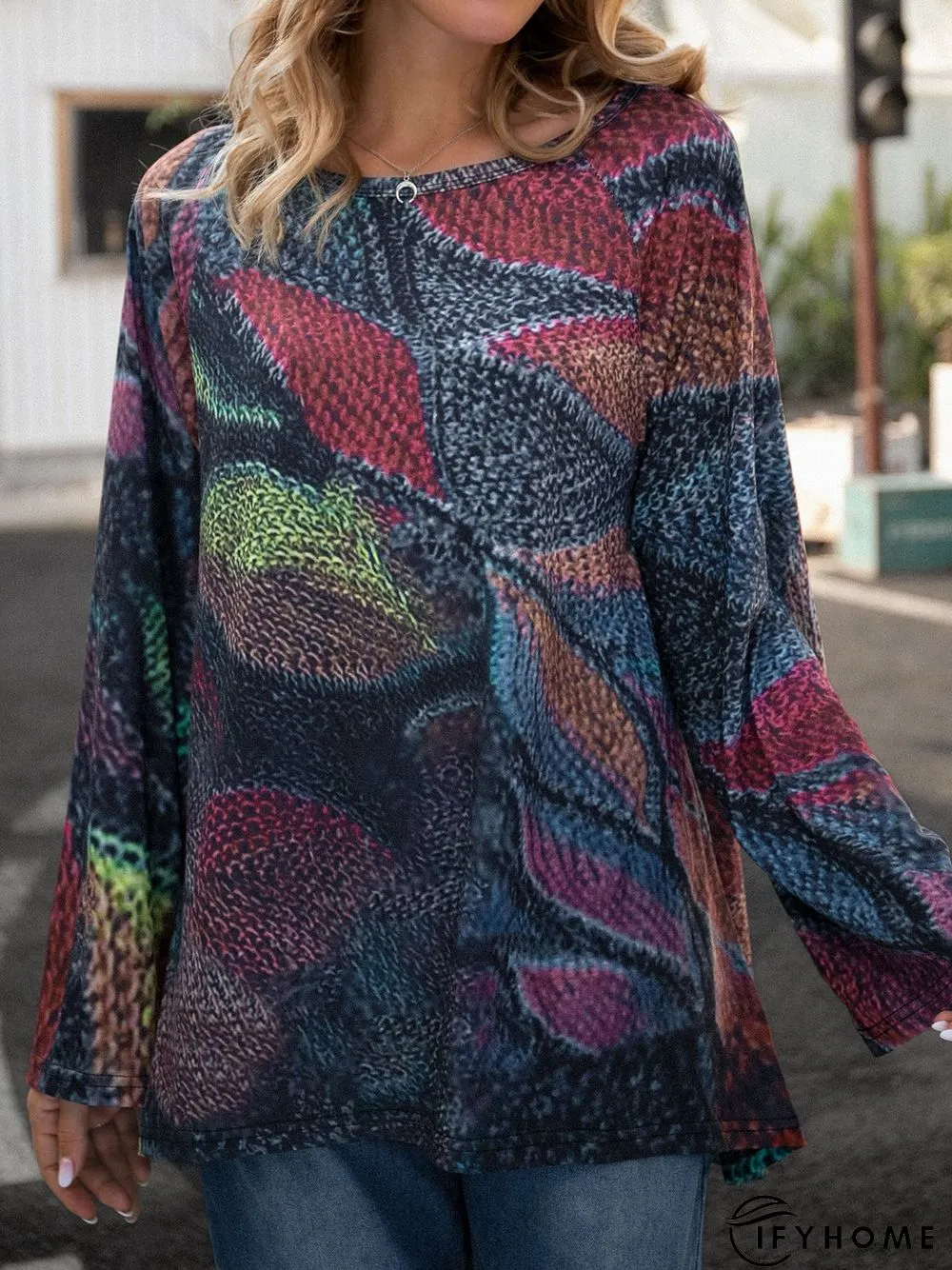 Shift Long Sleeve Crew Neck Tops | IFYHOME