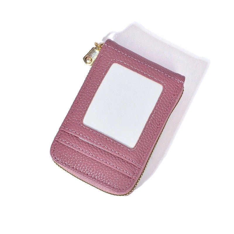 Women’s Solid Color Pu Leather Zipper Card Holders