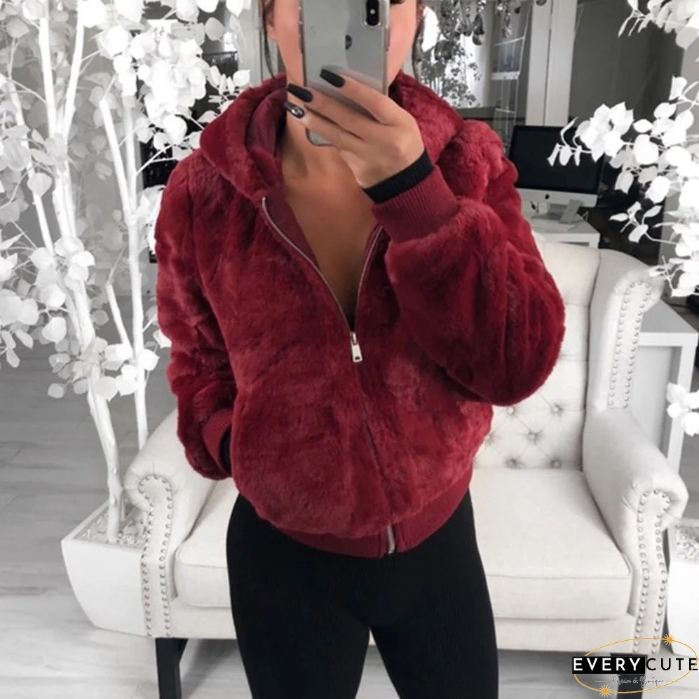 Women's Classy Mink Fox Fur Hooded Coats