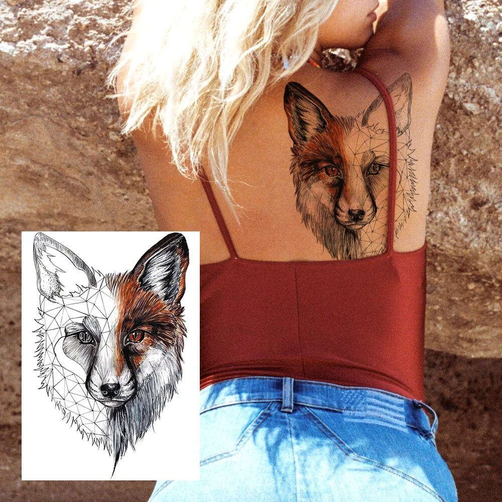 Sdrawing Military Wolf Temporary Tattoos Sleeve For Men Adult Fake 3D Lion Skull Tatoos Sticker Full Arm Warriors Tattoos For Show