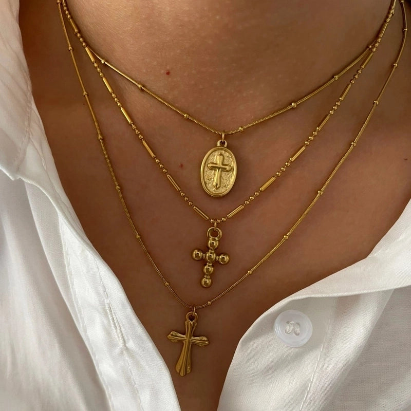 Minimalist Cross 316L Stainless Steel  Plating Pendant Necklace