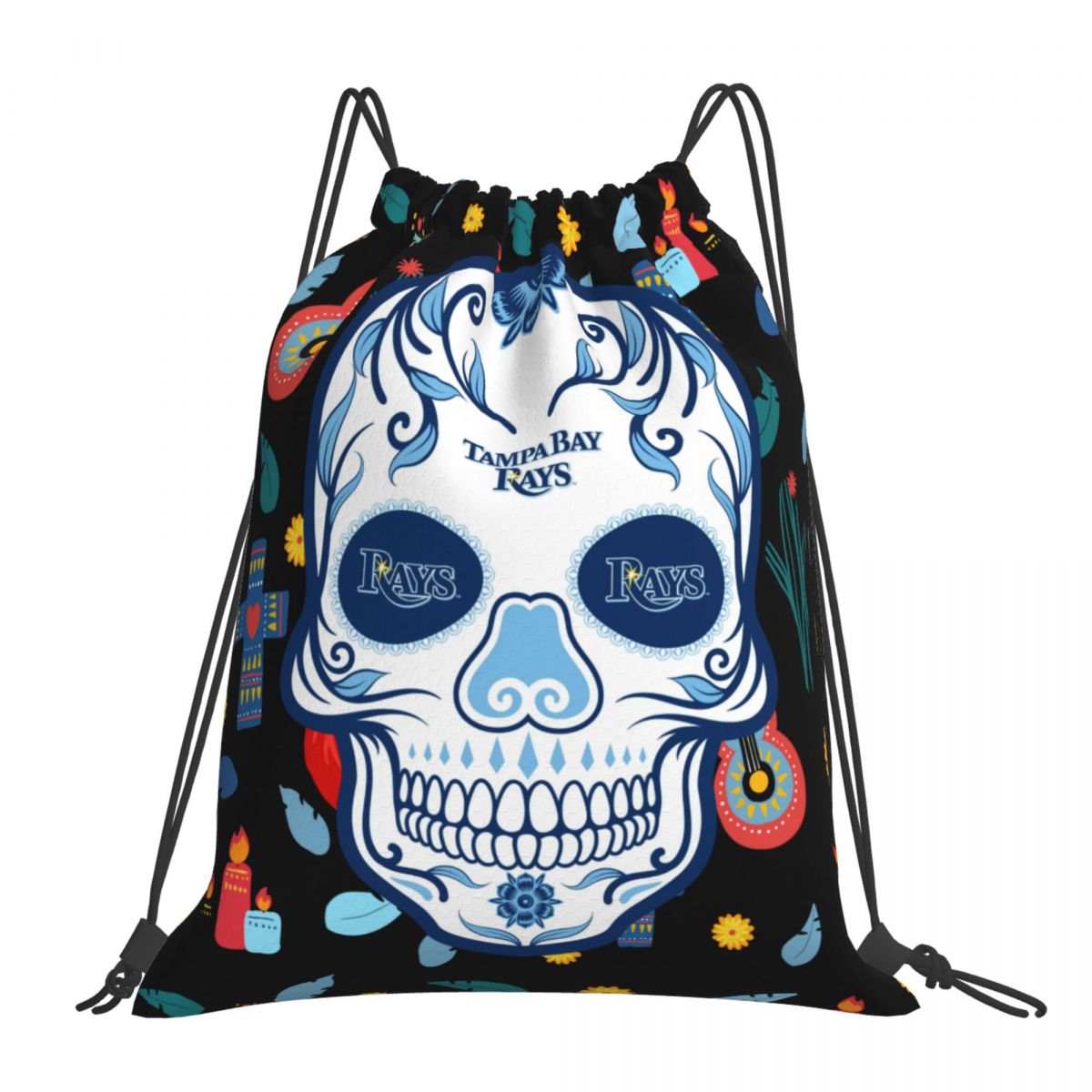 Tampa Bay Rays Skull Drawstring Bags for School Gym