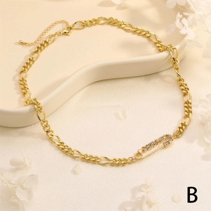 Copper 18K Gold Plated Minimalist Classic Style Patchwork Plating Pentagram Paper Clip Can Pendant Necklace