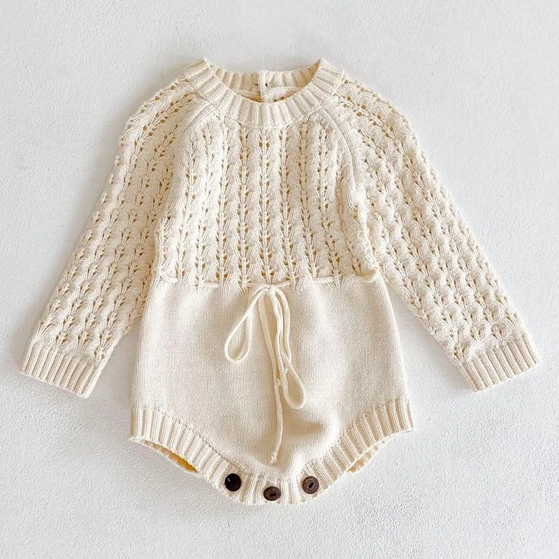 Spring Baby Clothes Girls Romper Autumn Long Sleeve Baby Girl Knit Hollow Out Rompers Baby Jumpsuit Baby Clothes