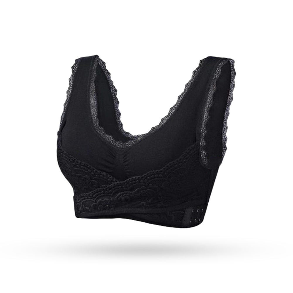 💜TLOPA Tourmaline Shaping Wireless Silky Bra, Comfort Breathable Fabric, Front Cross Side Buckle Lace