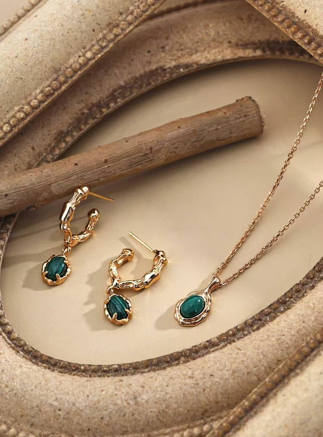  Malachite Vine-Inspired Jewelry Set