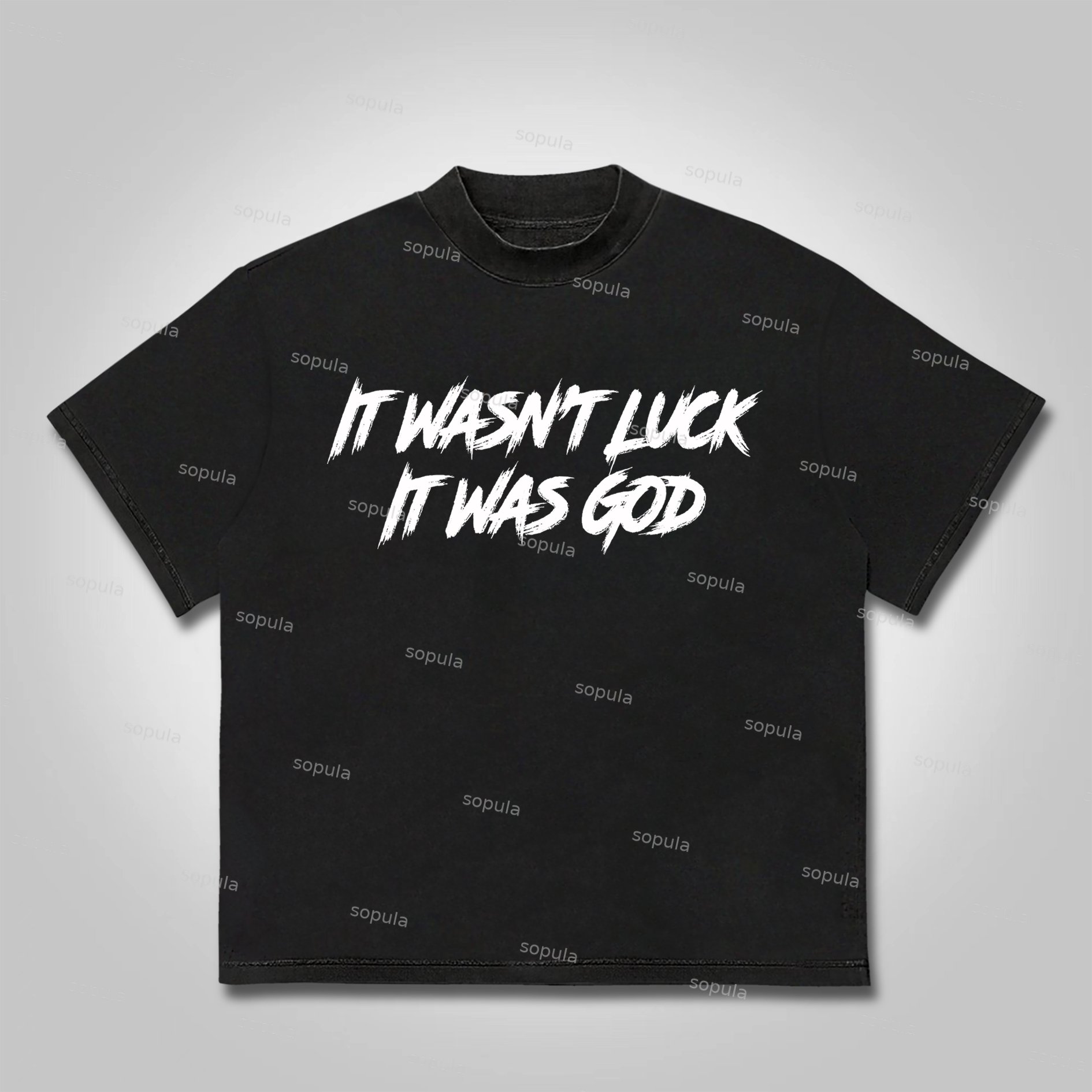 Sopula It Wasn't Luck It Was God Print Cotton T-Shirt - SOPULA
