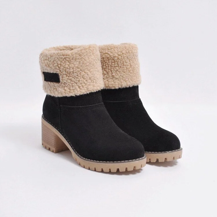 Women Winter Fur Warm Snow Boots Ladies Warm Wool Booties Ankle Boot Comfortable Shoes Casual Women Mid Calf Boots Plus Size