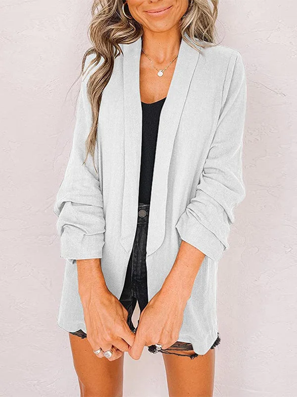 Women's Button Solid Color Stitching V-neck Long Sleeve suit Coat