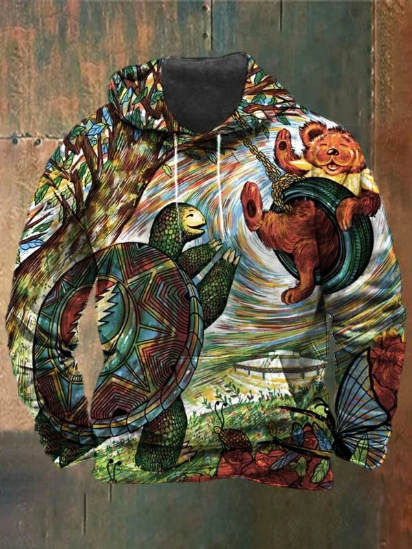 Unisex Bear Terrapin Print Heavyweight Hoodies