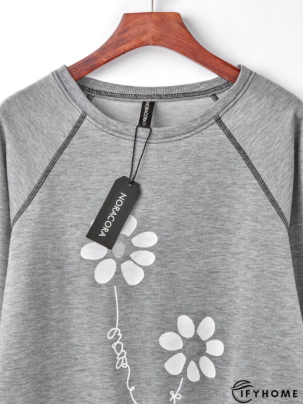 Jersey Loose Floral Crew Neck Hoodies & Sweatshirt | IFYHOME