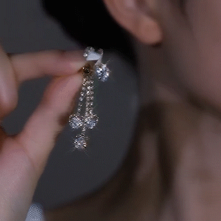 Jolieaprile Simple Diamond Tassel Earrings