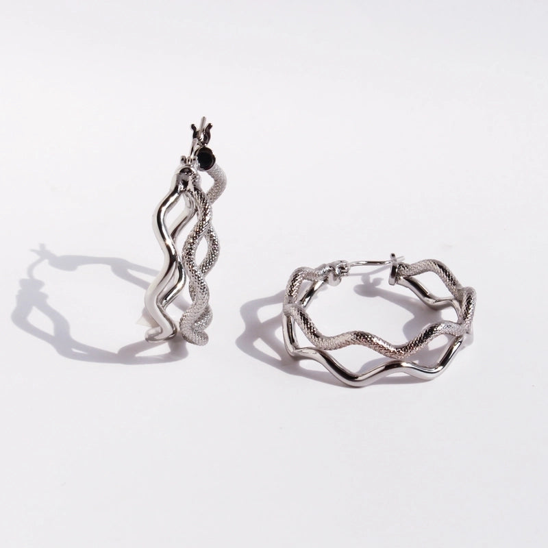 1 Pair Exaggerated Cool Style Waves Layered Plating Brass 24K Gold Plated Earrings