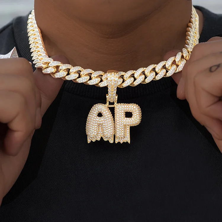 Custom Name Drip Bubble Letters Chain Necklaces & Pendant