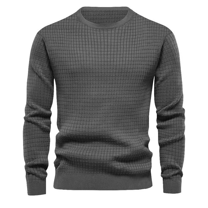 Cricsblue Autumn Men’s Round Neck Loose Knit Cotton Pullover  