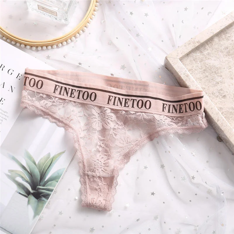 Women Thong Sexy Lace Panties Perspective Underwear Lingerie Panties Floral Lace Underpants Solid Color Briefs for Female Pantys