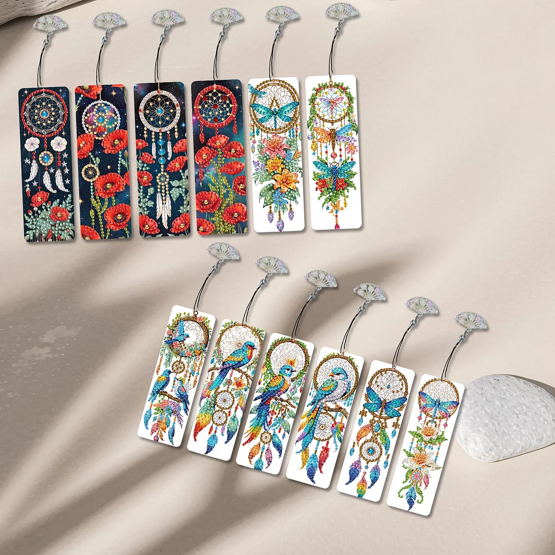 12Pcs Dreamcatcher DIY Diamond Painting Bookmarks Readers Home Office Book Decor