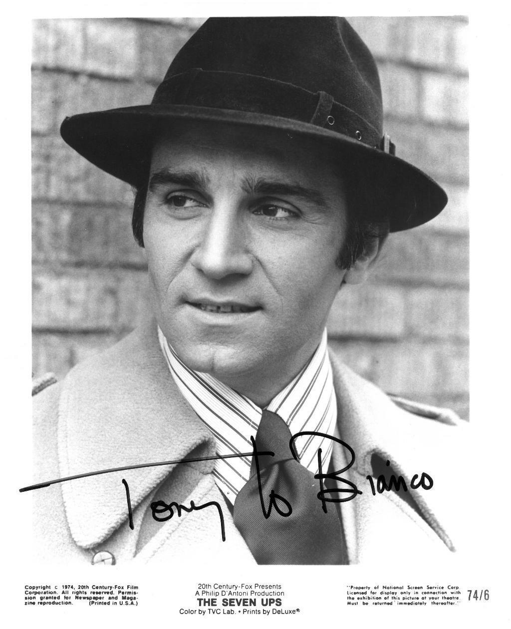 Tony LoBianco Signed The Seven Ups Auto 8x10 B/W Promo Photo Poster painting PSA/DNA #AG85344