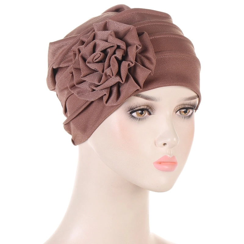 Women’s Ethnic Style Solid Color Flower Beanie Hat