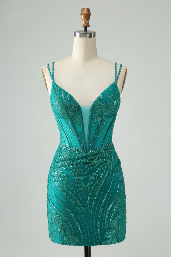 Sequins Jade Backless Short Mini Homecoming Dress | HC0130