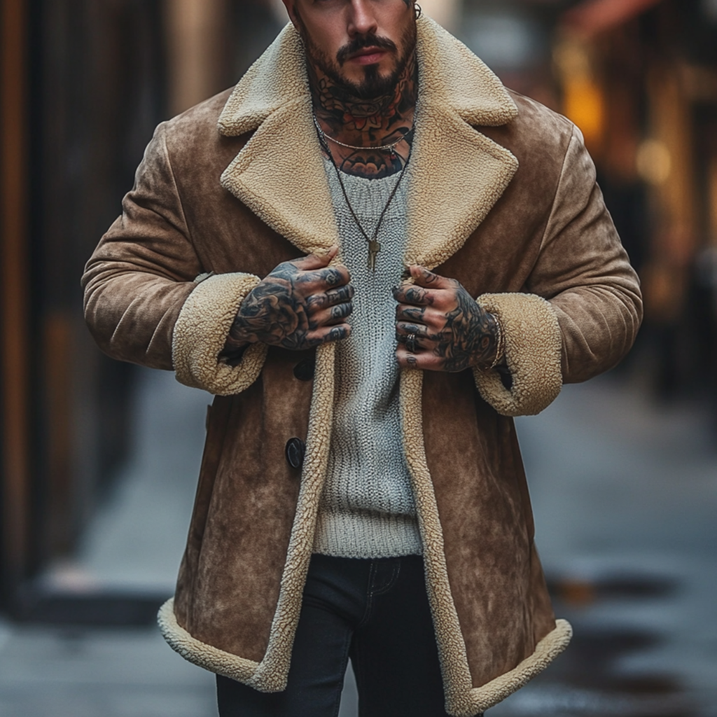 Street Fashion Casual Men's Jacket Mid-length Suede Jacket Jacket-inspireuse