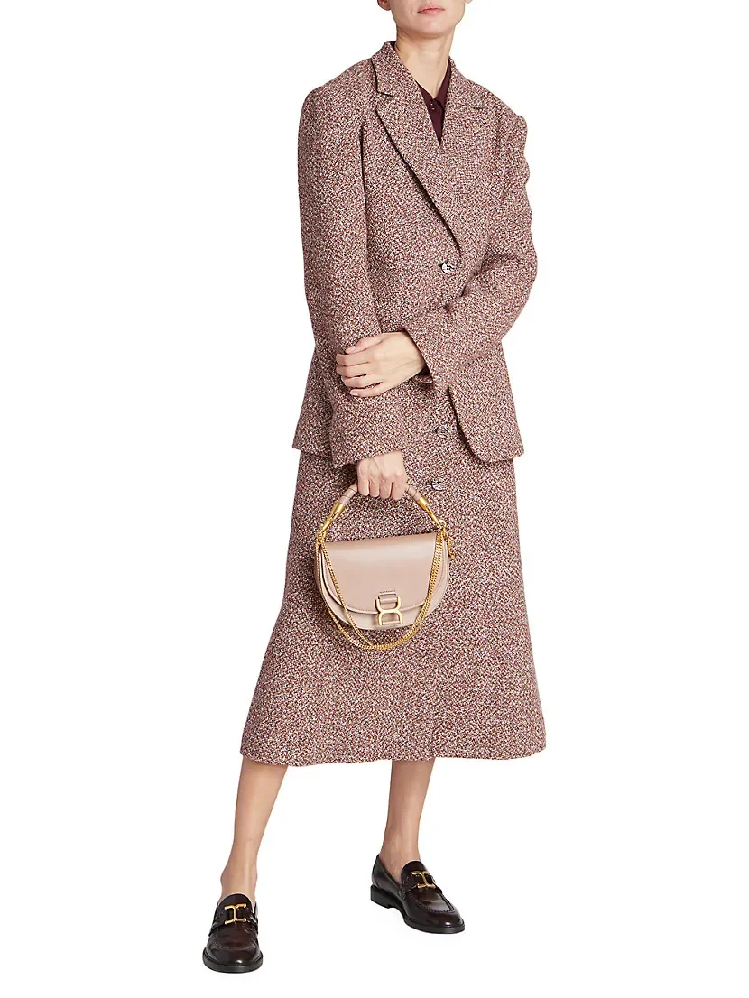 Chlo&eacute; Marcie Leather Top Handle Saddle Bag-Woodrose