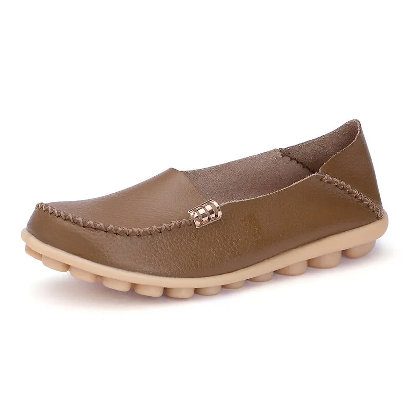 Women Flat 2021 Summer Women Genuine Leather Shoes Plus Size 35-42 Loafers Women Solid Casual Leather Flat Shoes Woman Footwear