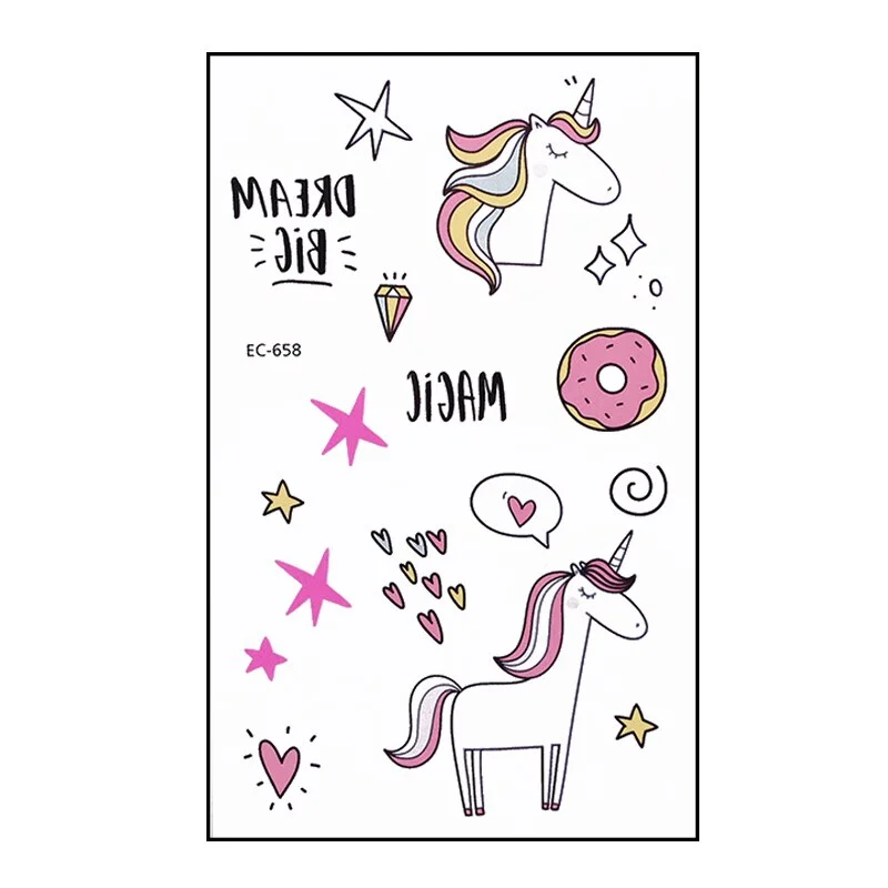 3Pcs Rainbow Unicorn Tattoo Sticker Kids Birthday Party Decorations Unicorn Stickers Temporary Tattoos Unicorn Party Supplies