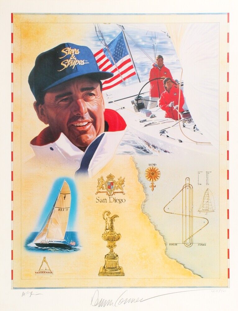 Dennis Conner Signed America's Cup Lithograph Photo Poster painting JSA COA #D/500 Sailing Auto