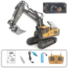 2.4Ghz 11 Channel Remote Control Excavator Toy RC Construction Bulldozer Dump Truck Alloy Vehicles Toys With Light And Sound Birthday Christmas Gifts
