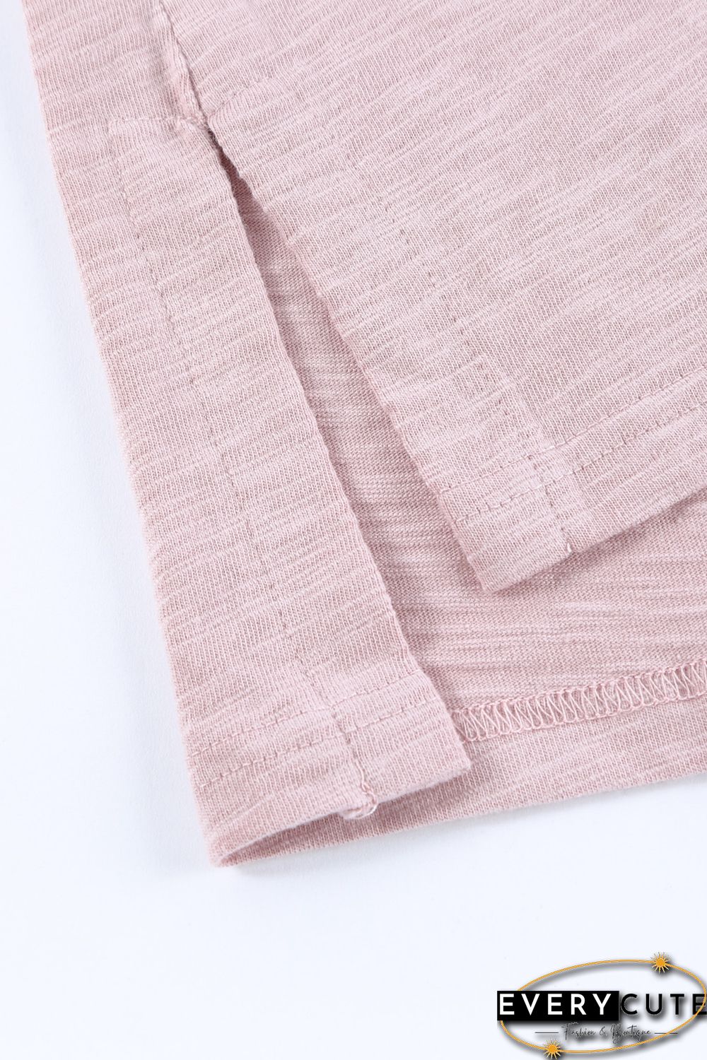 Pink Solid Color Buttoned Front Long Sleeve Top