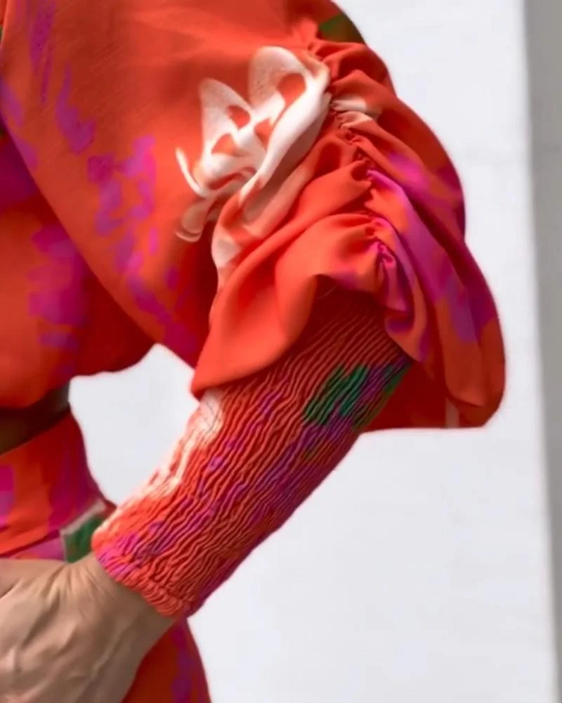 Holiday Print Off Waist Top Pants Set