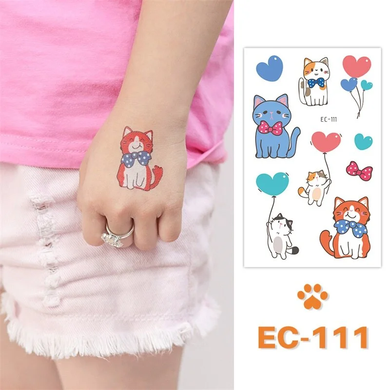 24 kinds Cute Cartoon Tattoo Stickers For Children faux tatouage temporaire Disposable Cat Dog Pets Temporary Waterproof