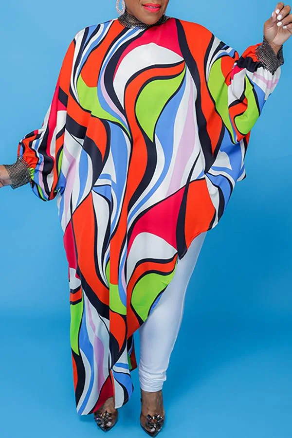 Fashion Irragular Pattern Print Blouse