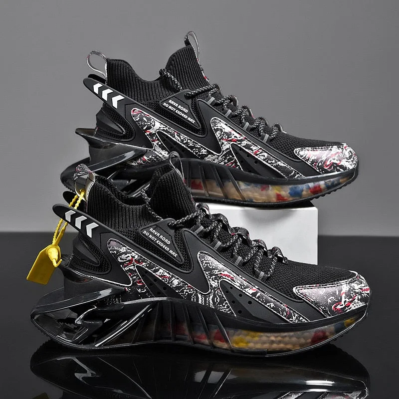 Men's Sneakers New Arrival Men's Blade Running Shoes Graffiti Sports Shoes Outdoor Training White Jogging Shoes Trendy Men Shoes