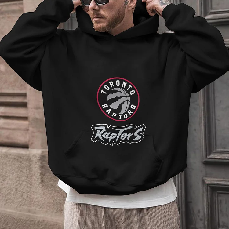 Toronto Raptors Printed Hooded Pocket Pullover Hoodie