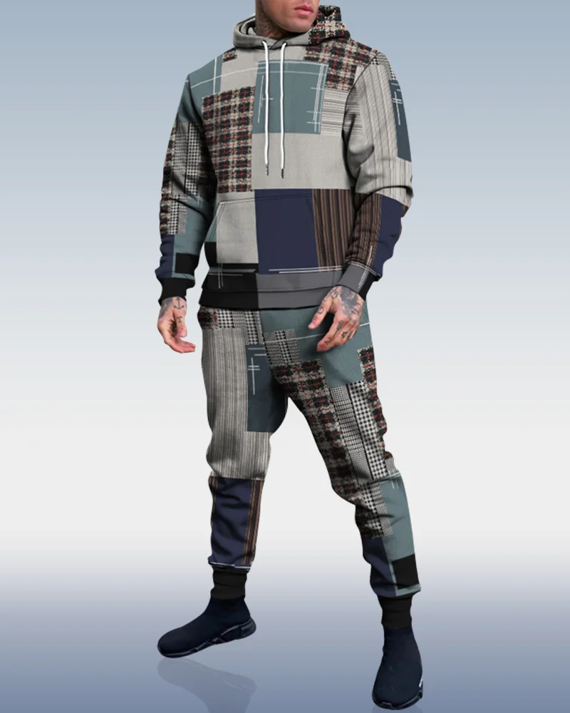 Men's Personalized Printed Hoodie Set 012