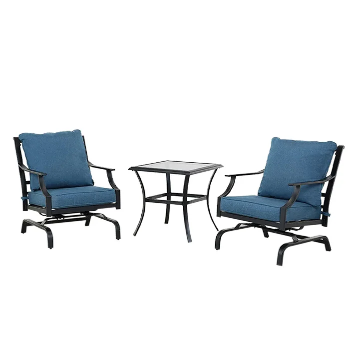 GRAND PATIO 3 Piece Metal Bistro Rocking Chairs, Indoor Outdoor Chat Set