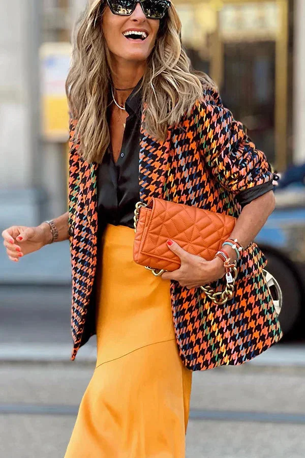 Book Club Colorful Houndstooth Blazer