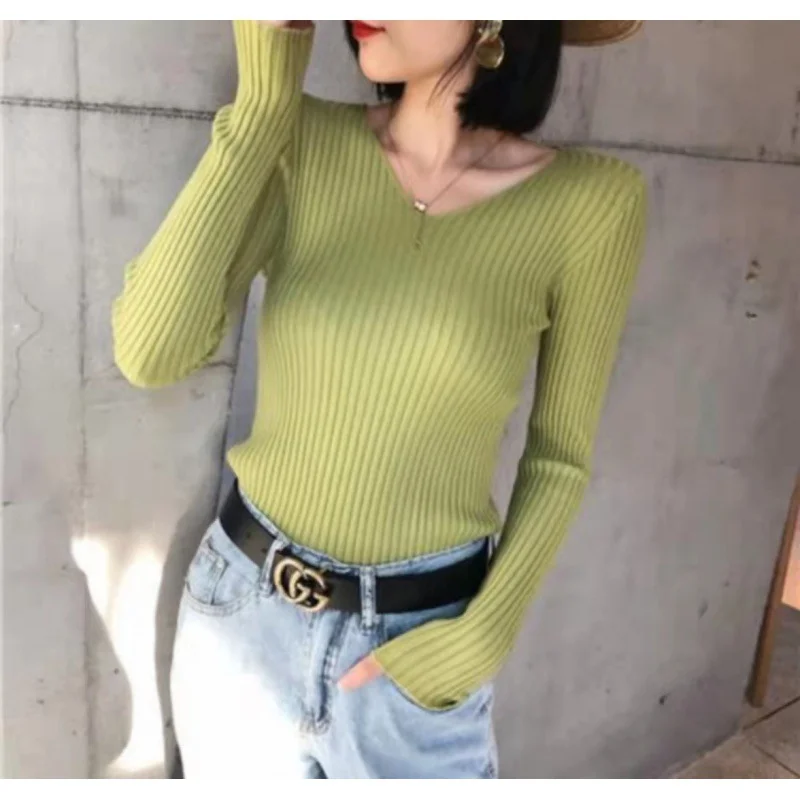 Uveng Uveng Long Sleeves Of The Jacket Lady With A Sweater In The Women's Autumn And Winter Blouse Multi-Colored Knitted Shirt