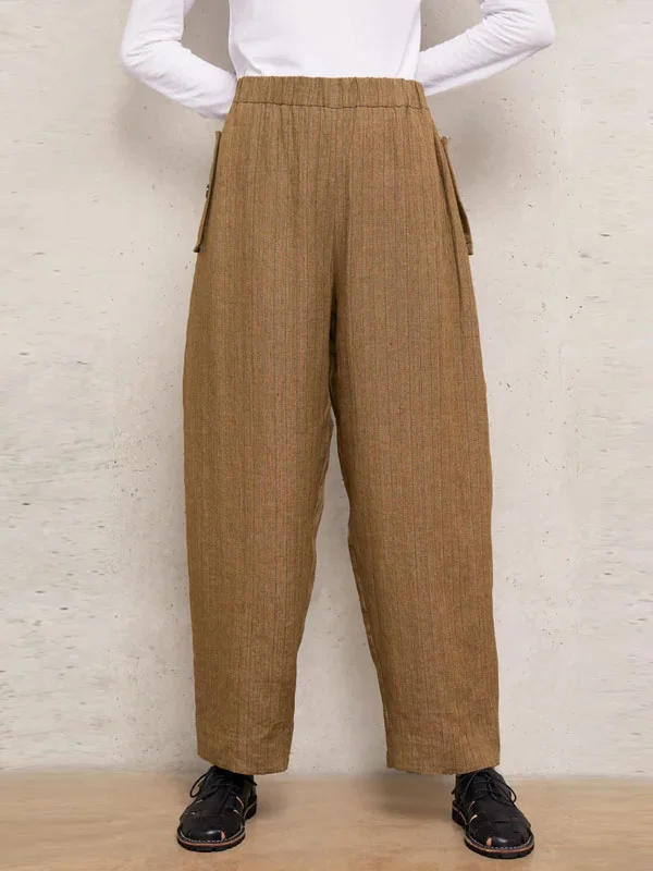 Vintage Loose Elastic Waist Women's Linen Pants